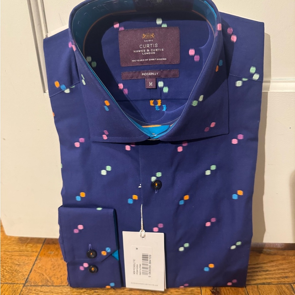Curtis Navy Blue Patterned Dress Shirt